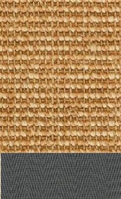 Sisal Salvador sand 065 tæppe med kantbånd i grau 042